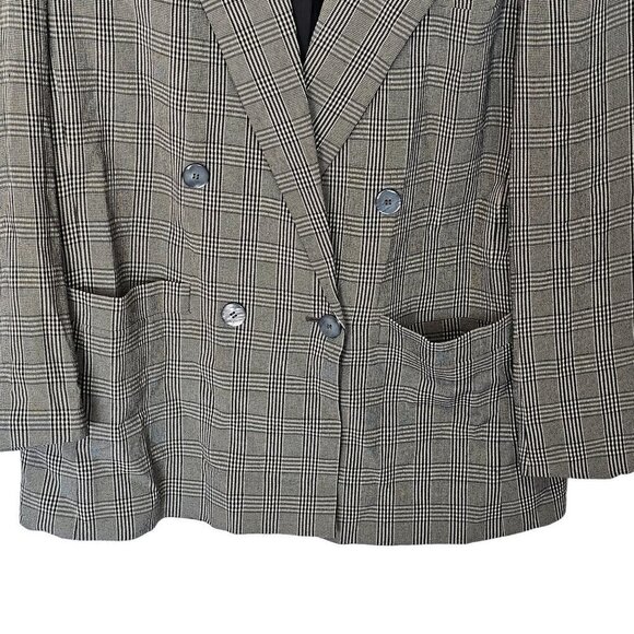 Liz Claiborne Vintage Oversized Classic Doubled Breasted Blazer Plaid Women's 8 - Picture 12 of 14